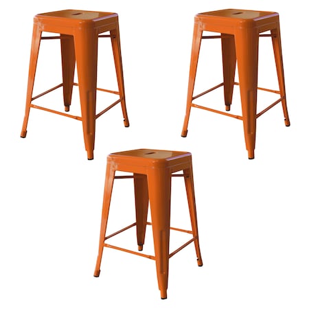 Amerihome Loft Orange 24" Metal Bar Stool, PK3 BS24ORNG3